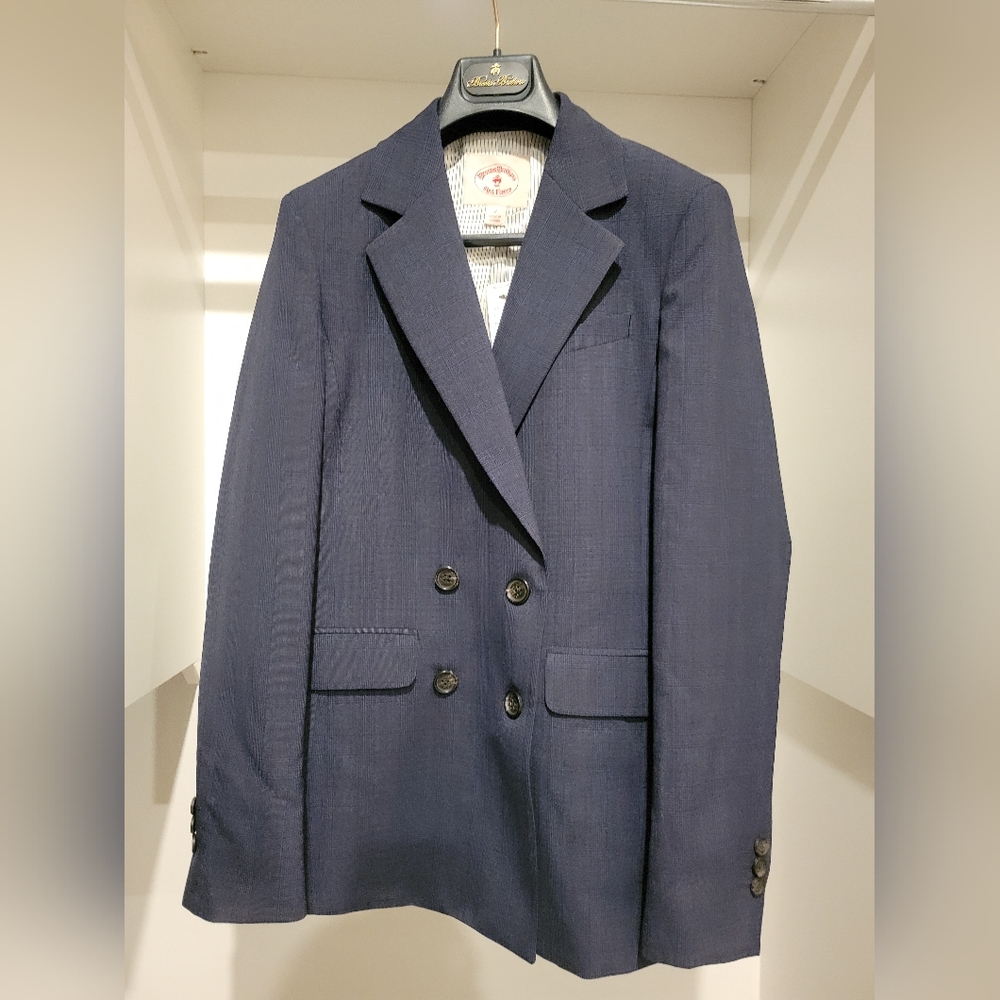 NWT Womens Brooks Brother's Suit Size 2 Navy Blue Plaid